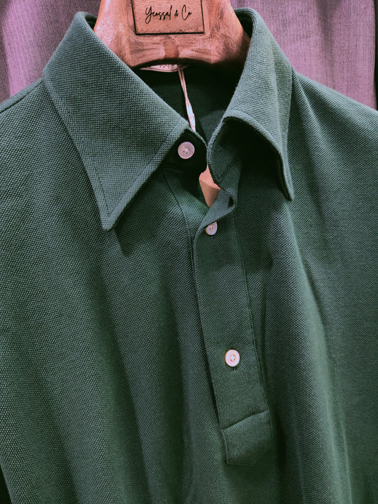 Racing Green Stretch-Cotton Long Sleeves Shirt - SS094
