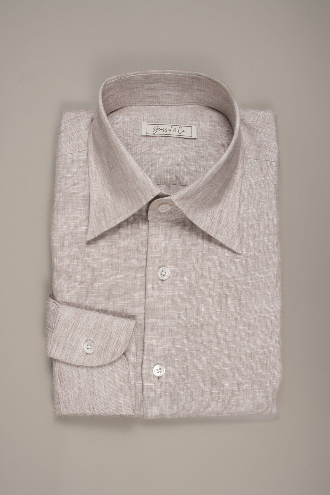 Flamenco Oatmeal Beige Linen Shirt MGL1075