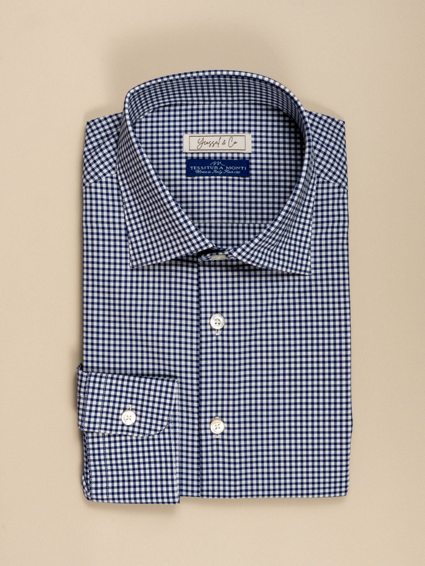 Monti Navy Gingham Cotton Shirt MFC0204