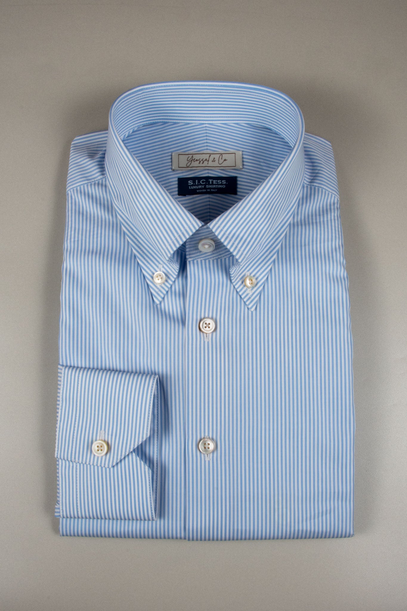 Boeing Popeline Blue Stripes Custom Cotton Shirt MFC0511