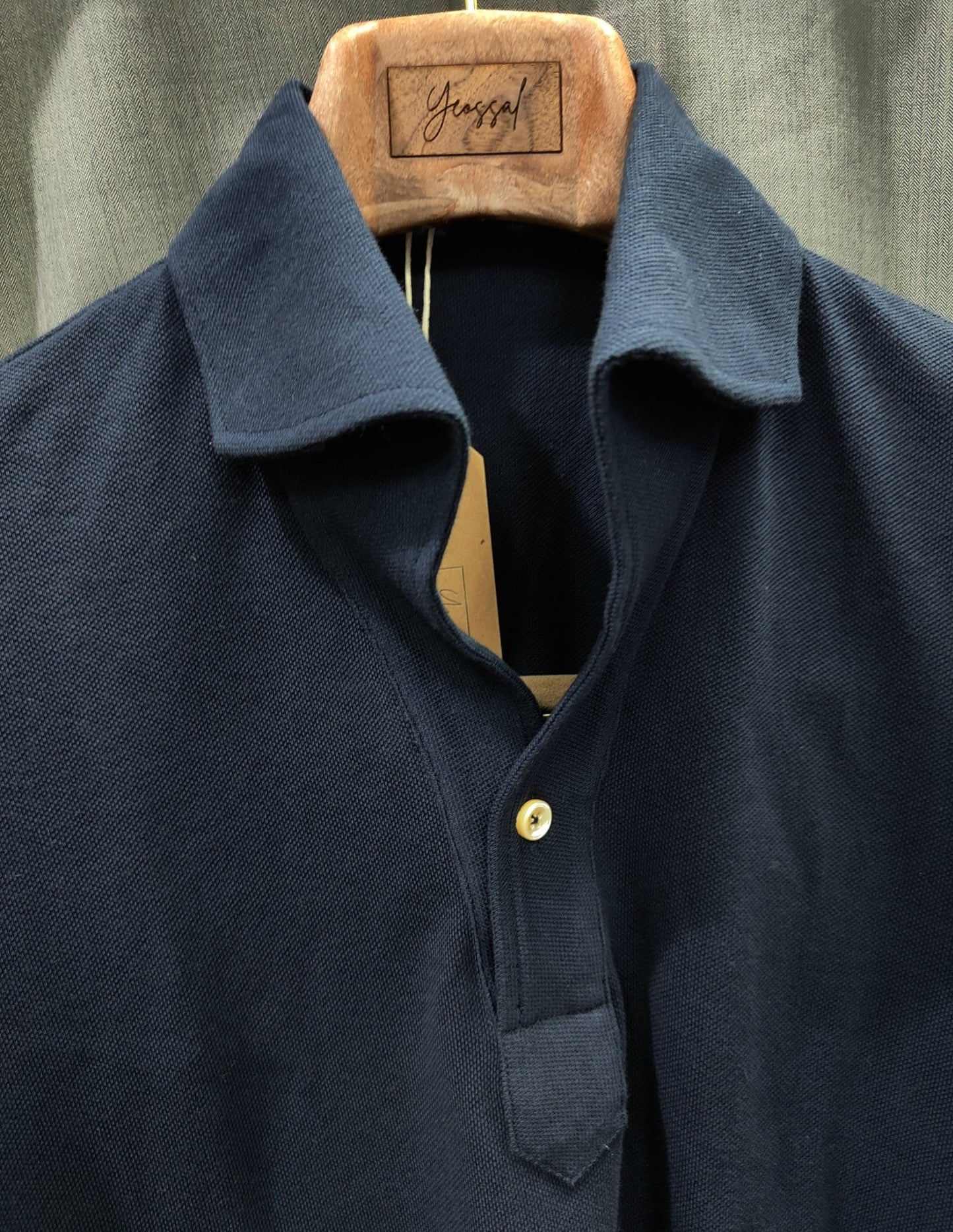 Dark Navy Stretch - Cotton Long Sleeves Shirt - SS091 - Yeossal & Co