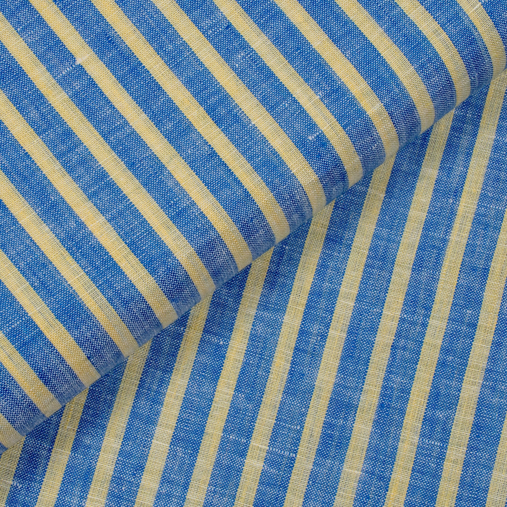 Blue/Yellow Stripes Custom Linen Shirt MSL1741