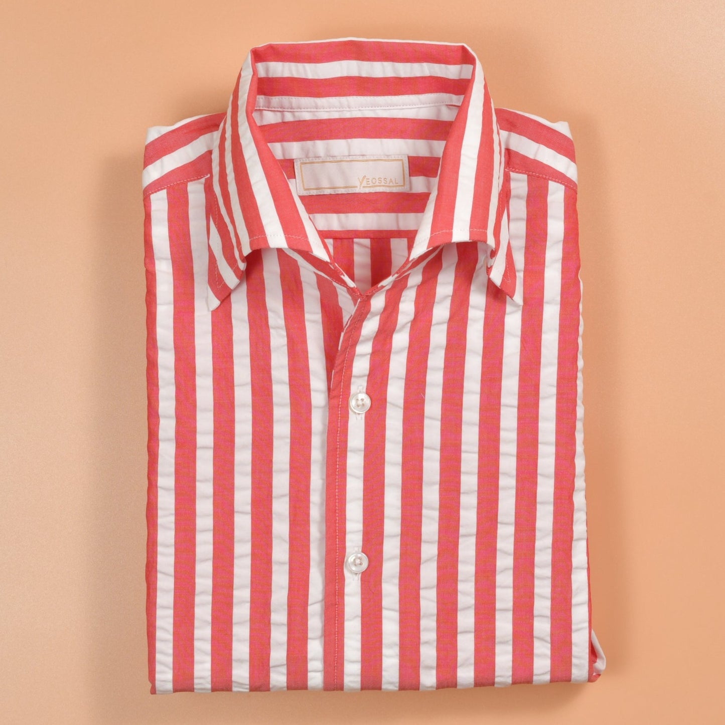 Thomas Mason Red/White Stripes Seersucker