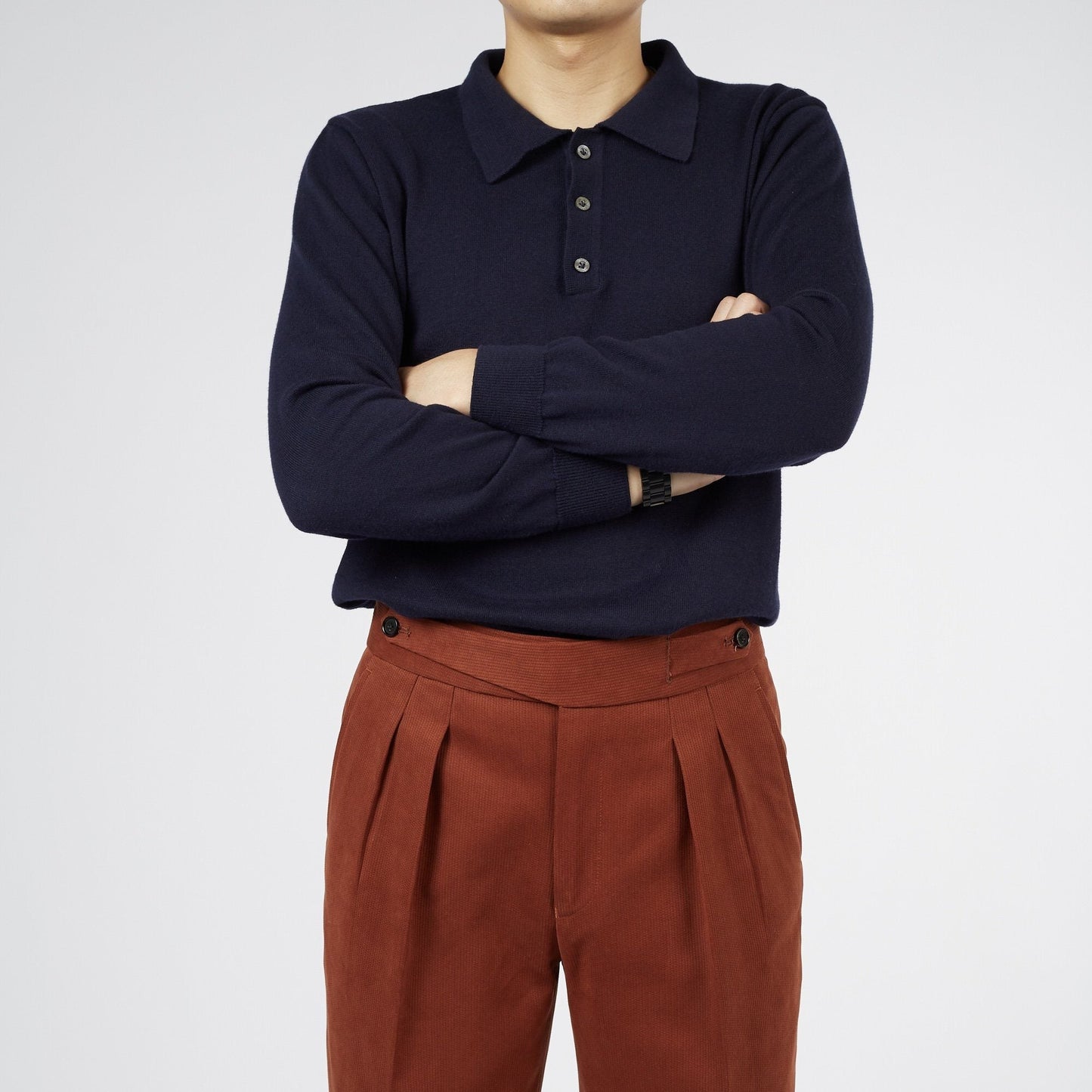 Knitted Cashmere Blend Polo Long Sleeve - Yeossal & Co