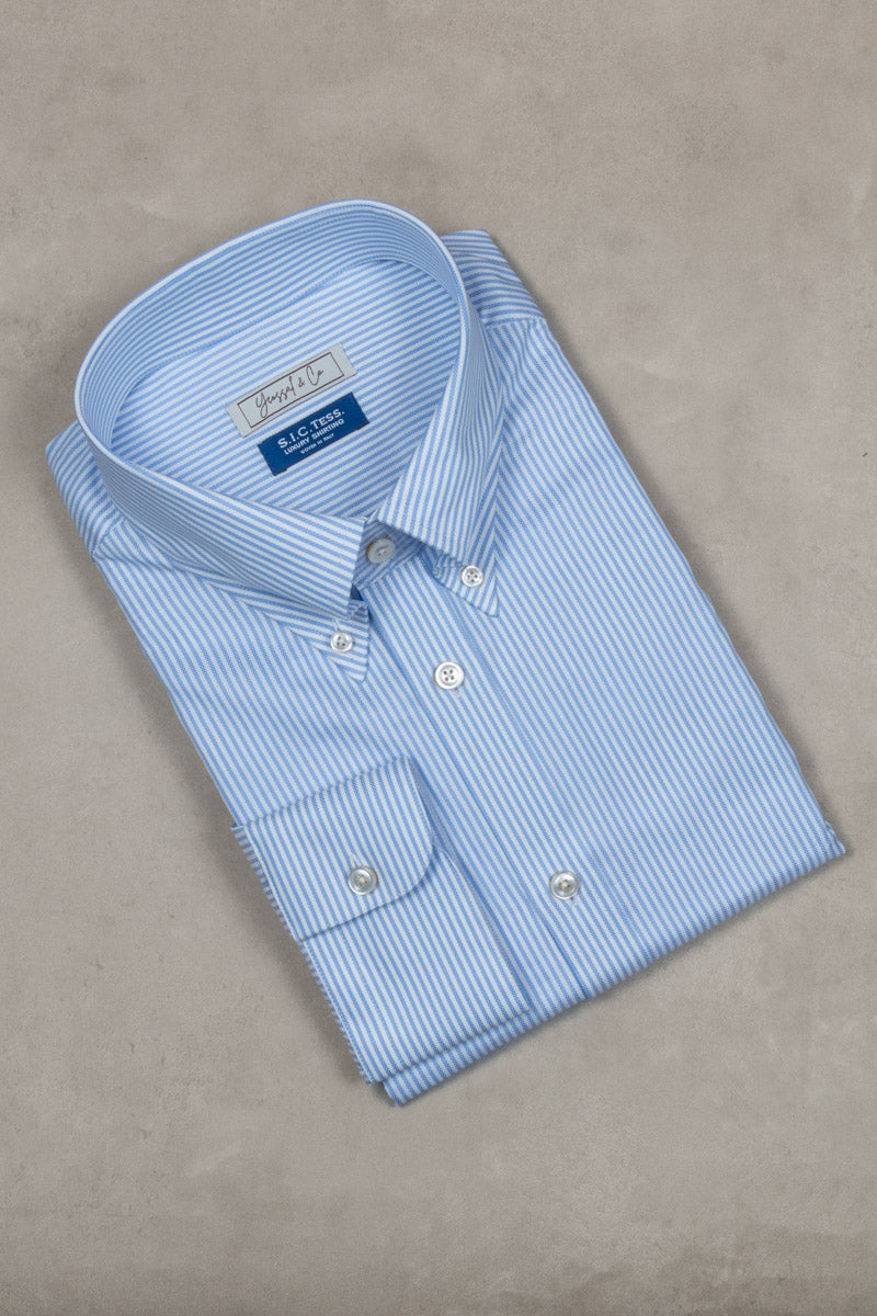 Oxford 120 Blue Stripes Cotton Shirt
