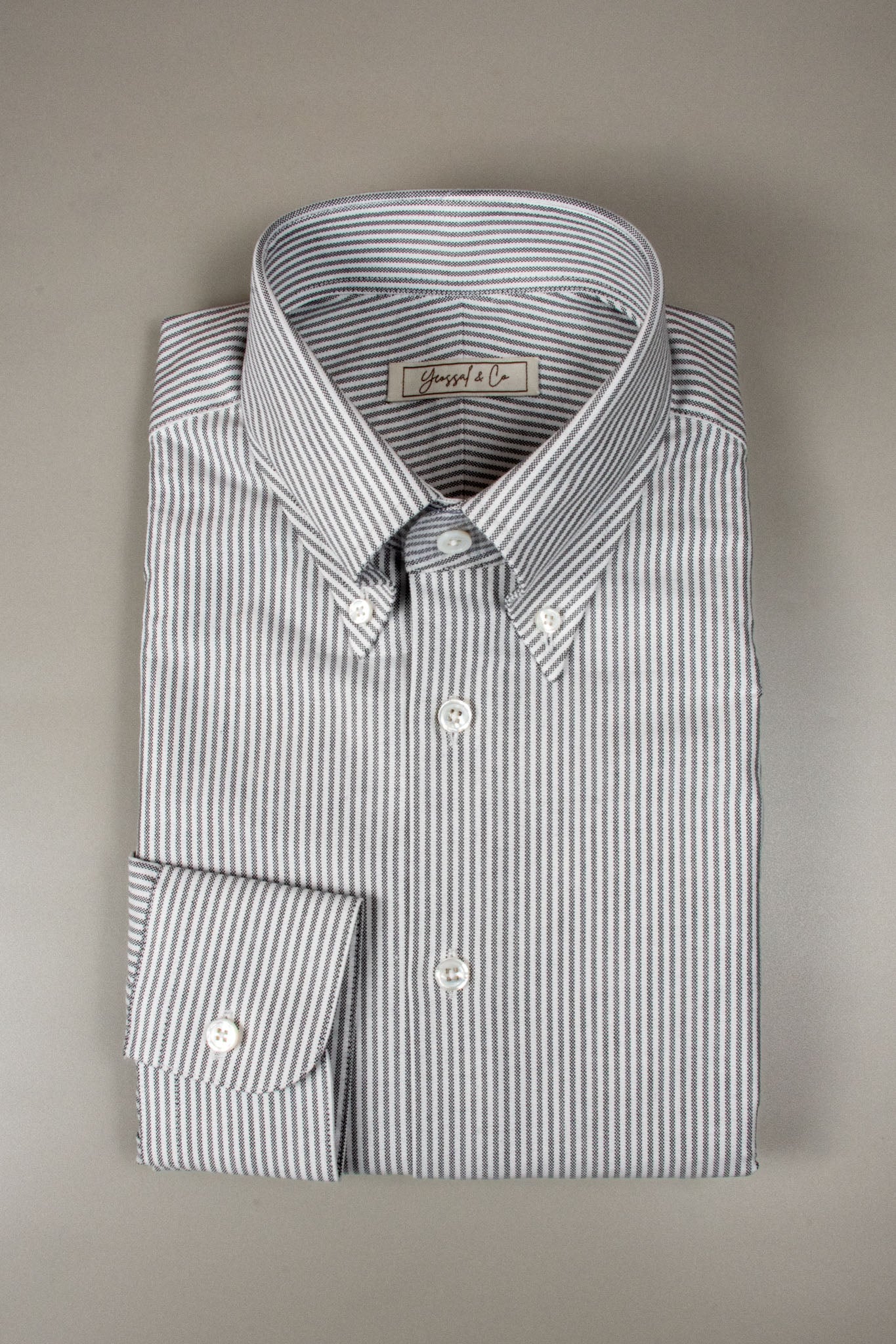 Thomas Mason Grey Stripes American Oxford Cotton Shirt