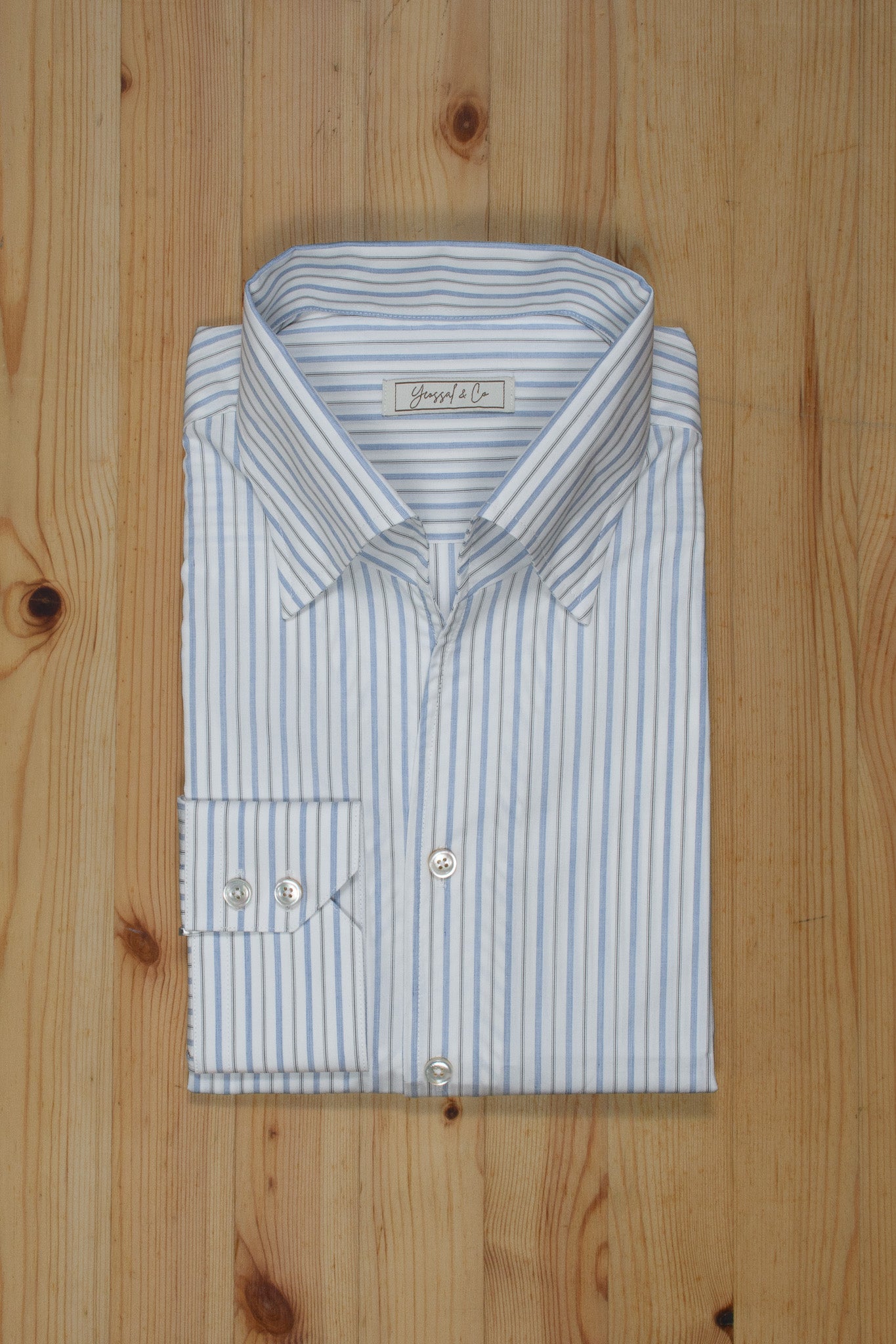 Dante Melange Blue/Gray/White Stripe Cotton Shirt MSC3301