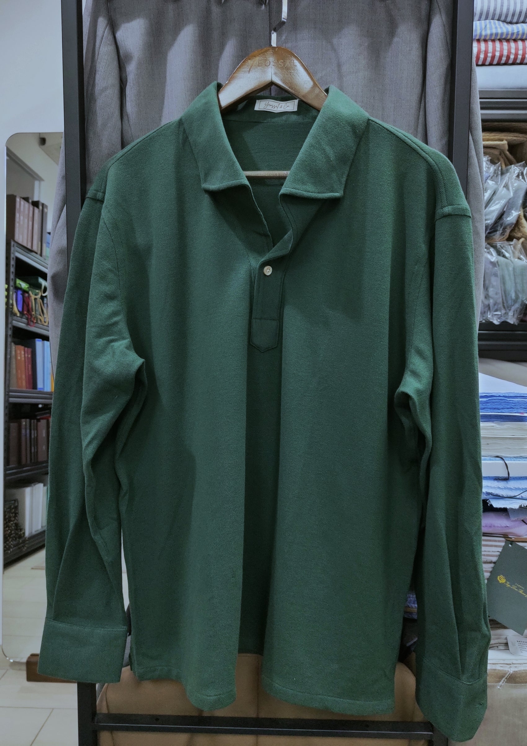 Racing Green Stretch-Cotton Long Sleeves Shirt - SS090