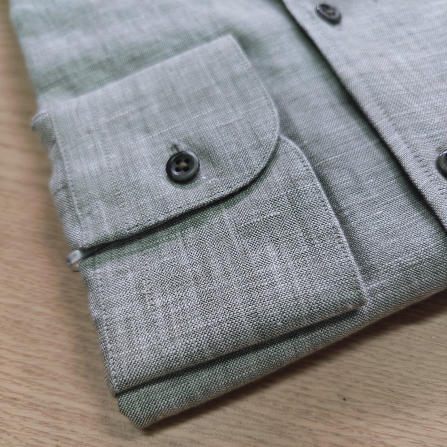 Green Linen Long Sleeves Shirt - SS107