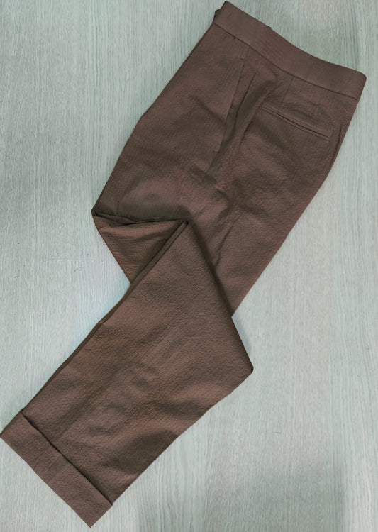 [Sample] Italian Seersucker Tobacco Trousers  - ST127