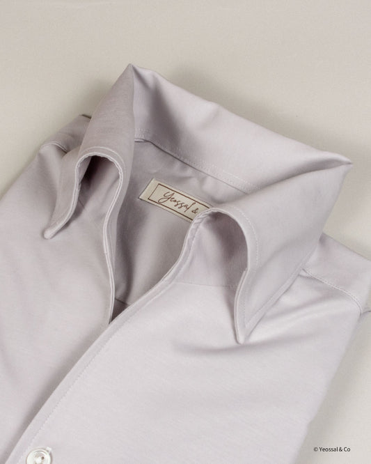 Light Grey Stretchy Plain Cotton Shirt MGA0948