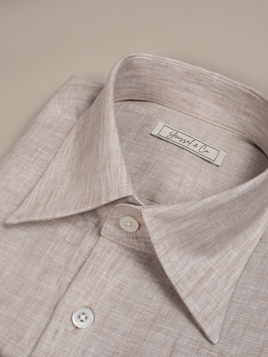 Flamenco Oatmeal Beige Linen Shirt MGL1075