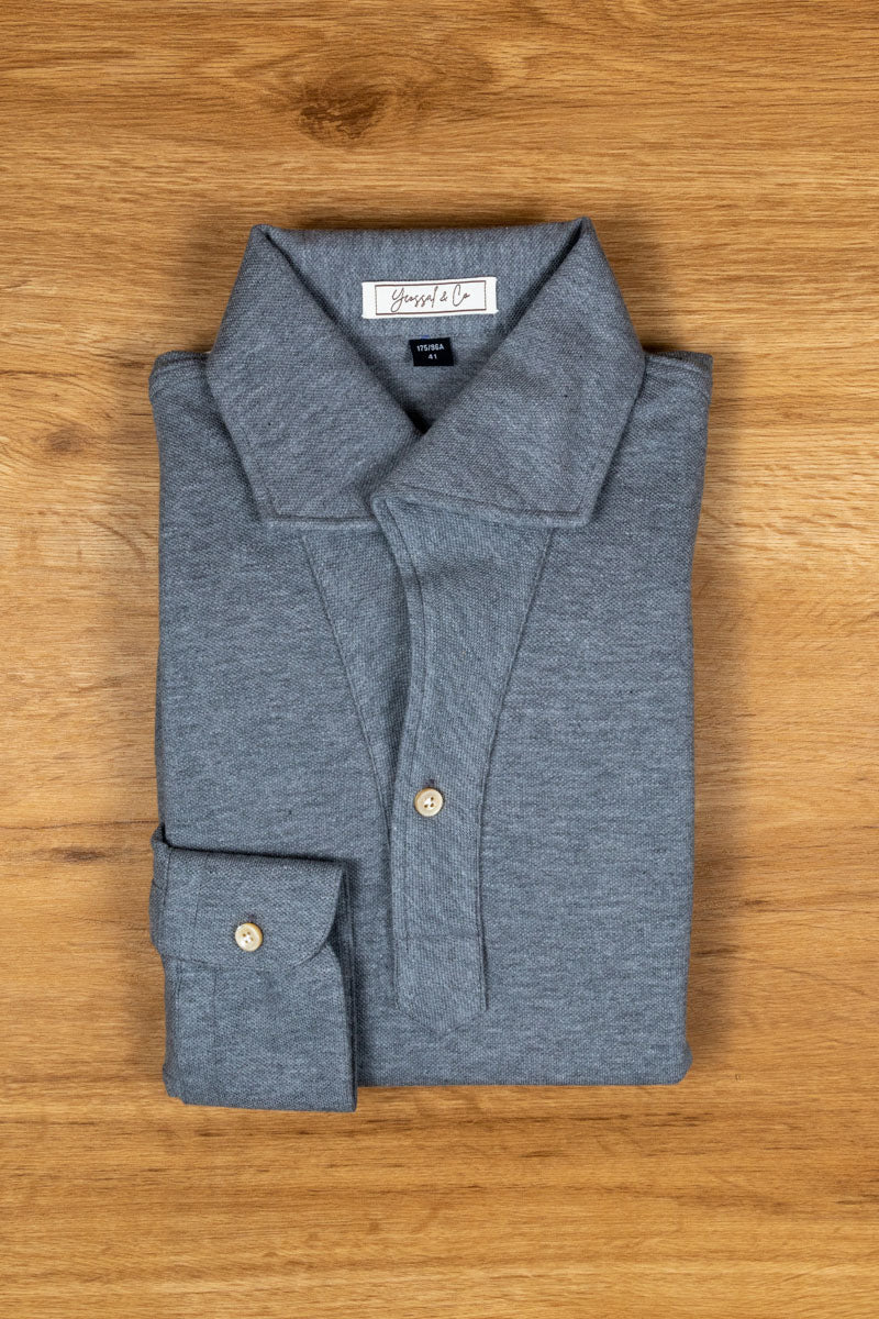 Melange Grey Stretch-Cotton Pique Polo Shirt MFC0540