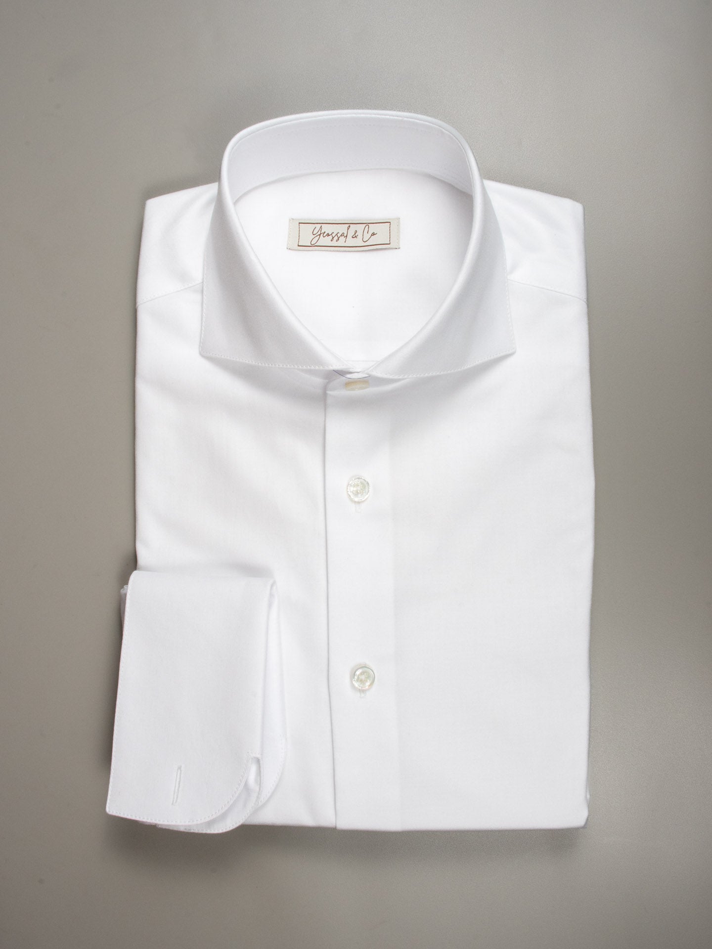 White Cotton Blend Men's Shirt MGA0815