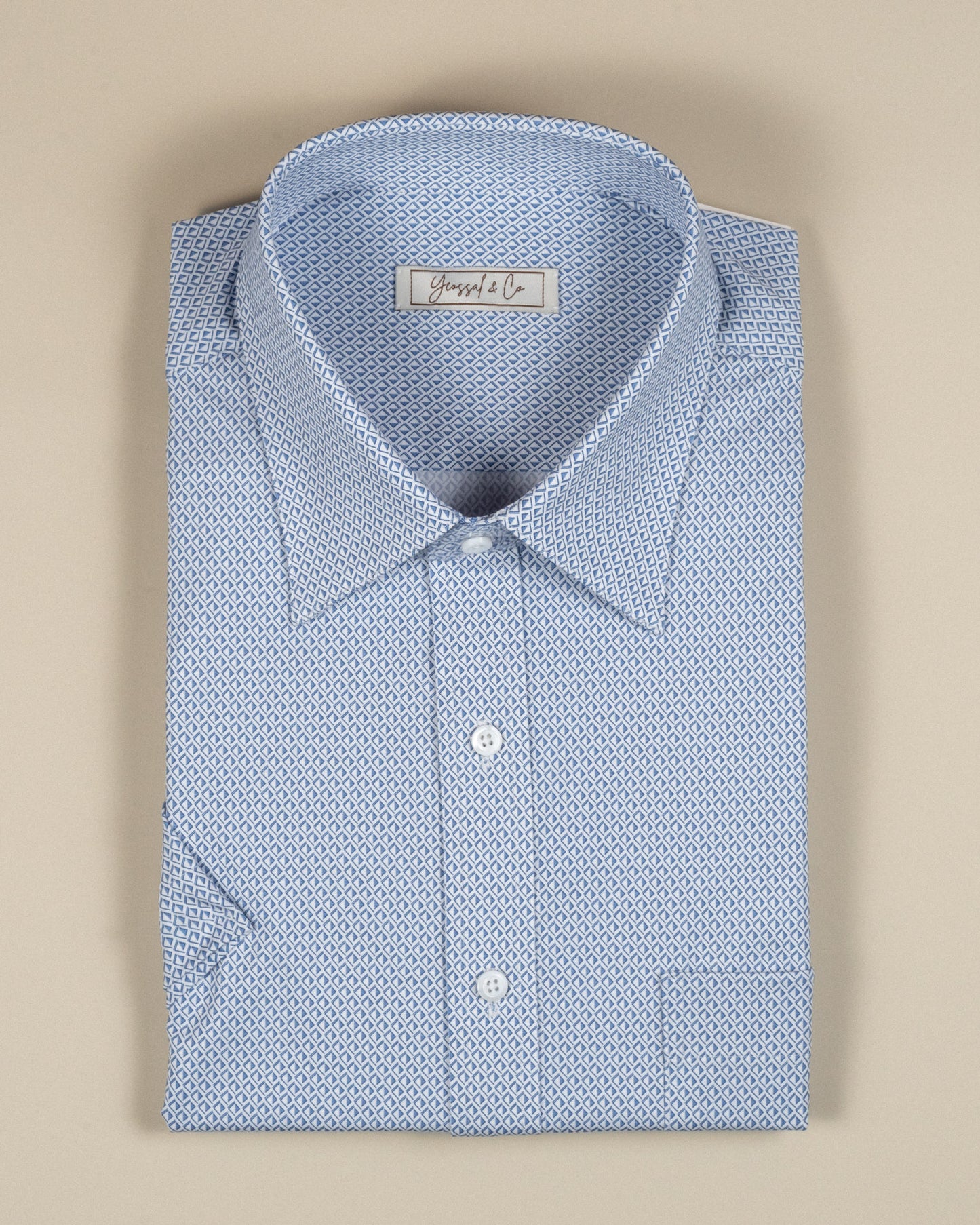 Blue Jacquard Print Stretch-Cotton Shirt MSA2778