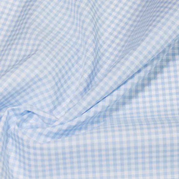 Avellino Light Blue Poplin Check Custom Shirt 8660.8307.401 - Yeossal