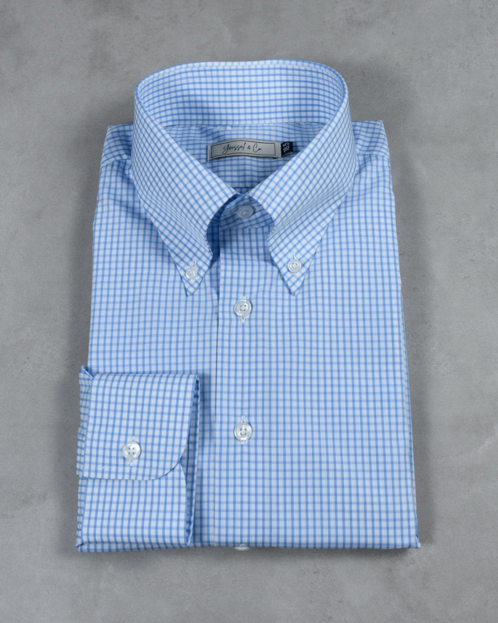 Blue Checks Buttoned Down Collar Cotton Shirt - Yeossal & Co