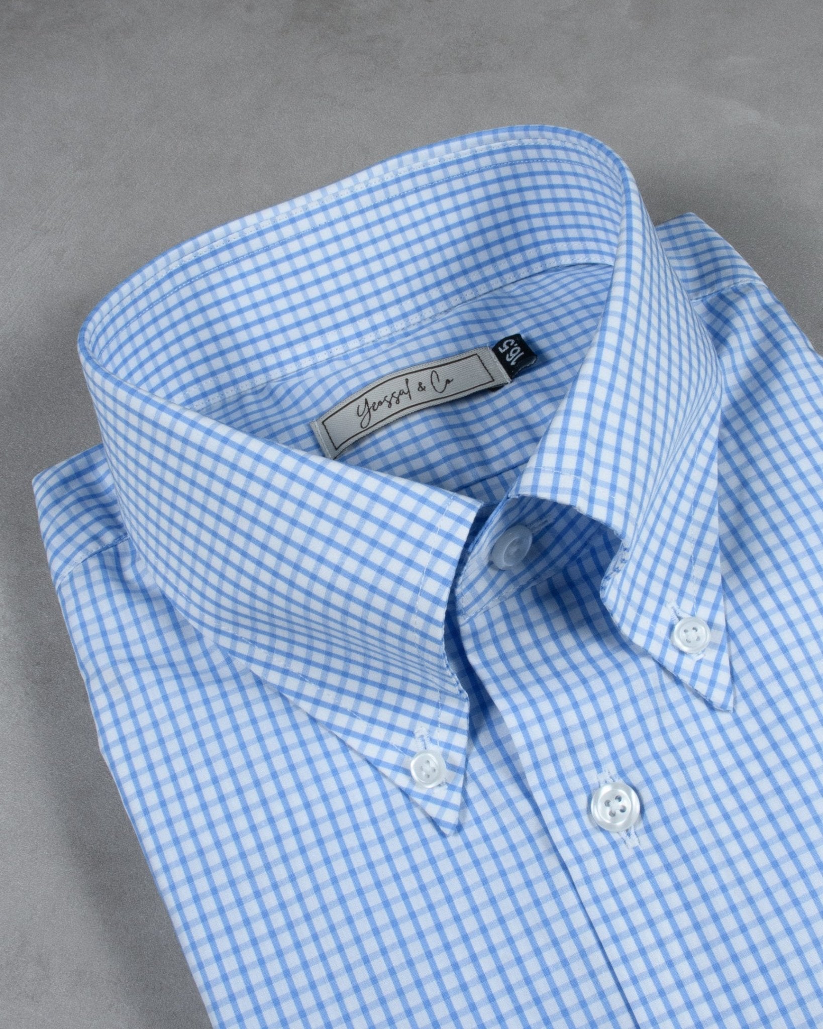 Blue Checks Buttoned Down Collar Cotton Shirt - Yeossal & Co