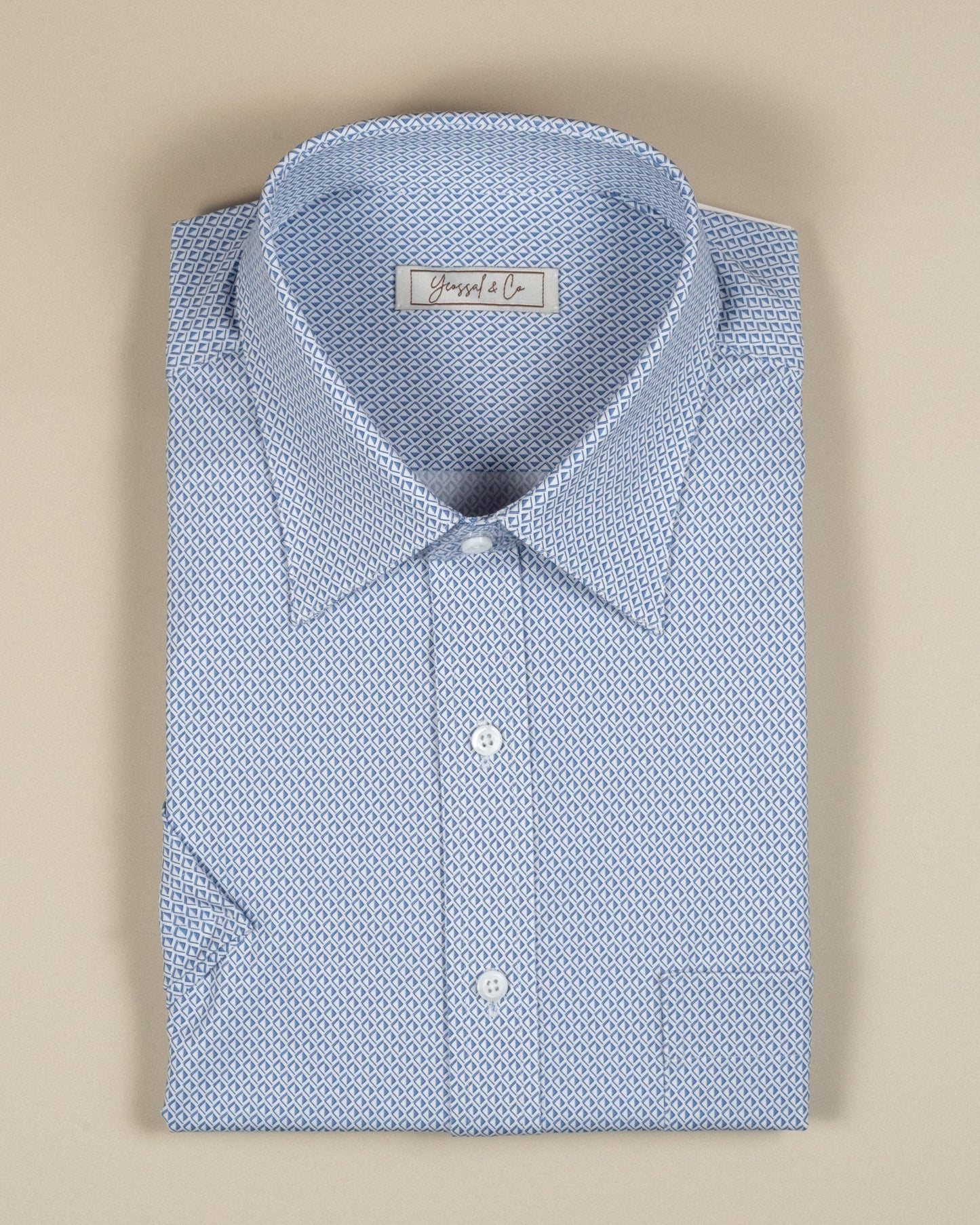 Blue Jacquard Print Stretch - Cotton Shirt MSA2778 - Yeossal & Co