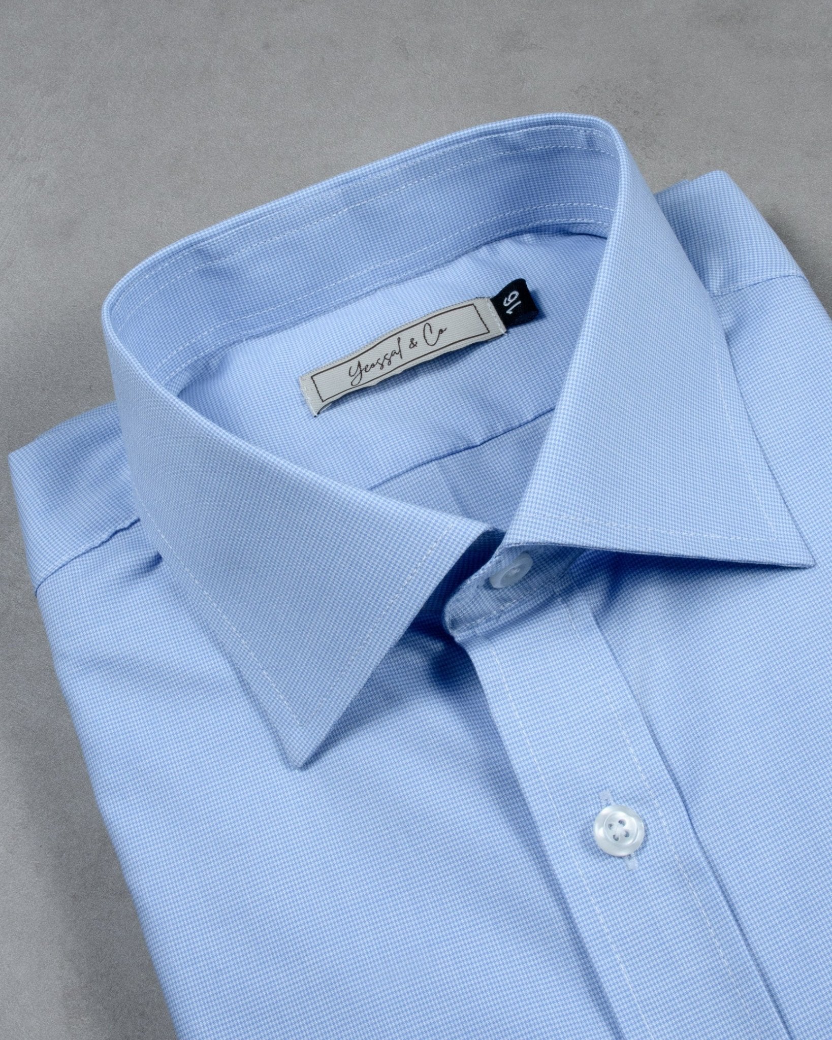 Blue Nailshead Spread Collar Cotton Shirt - Yeossal & Co