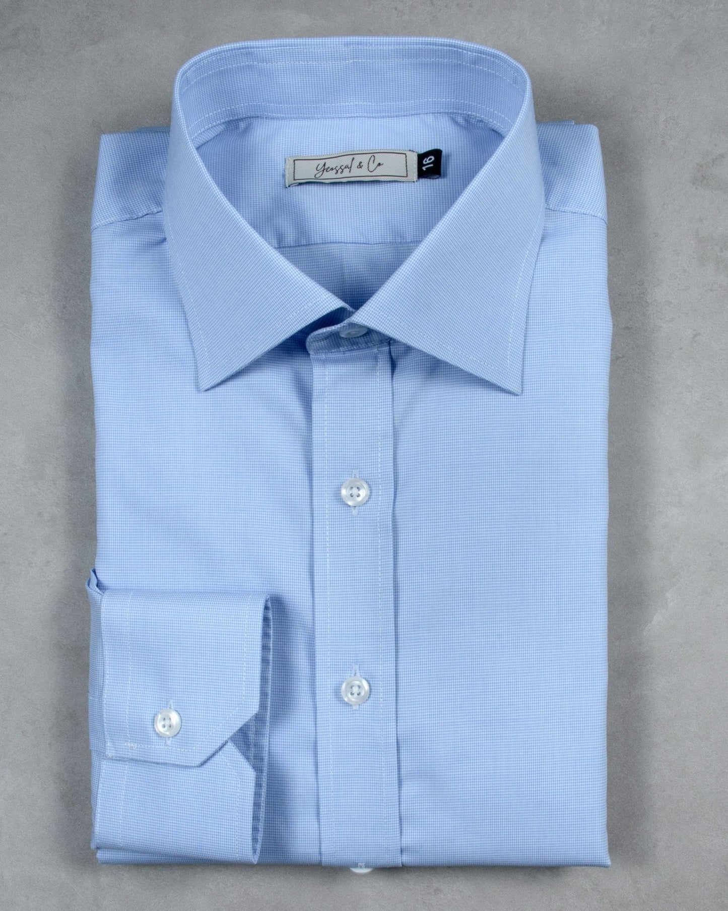 Blue Nailshead Spread Collar Cotton Shirt - Yeossal & Co