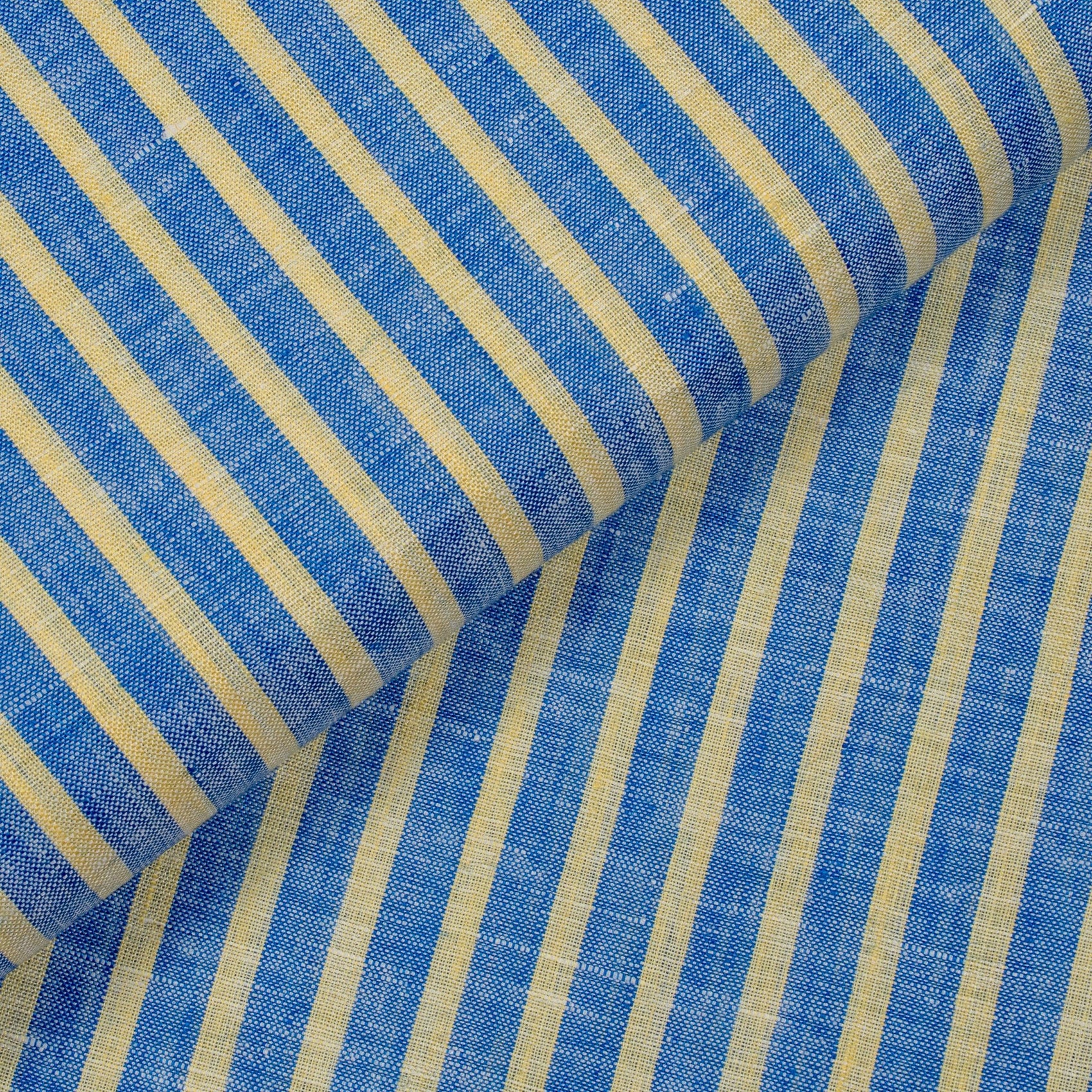 Blue/Yellow Stripes Custom Linen Shirt MSL1741 - Yeossal & Co