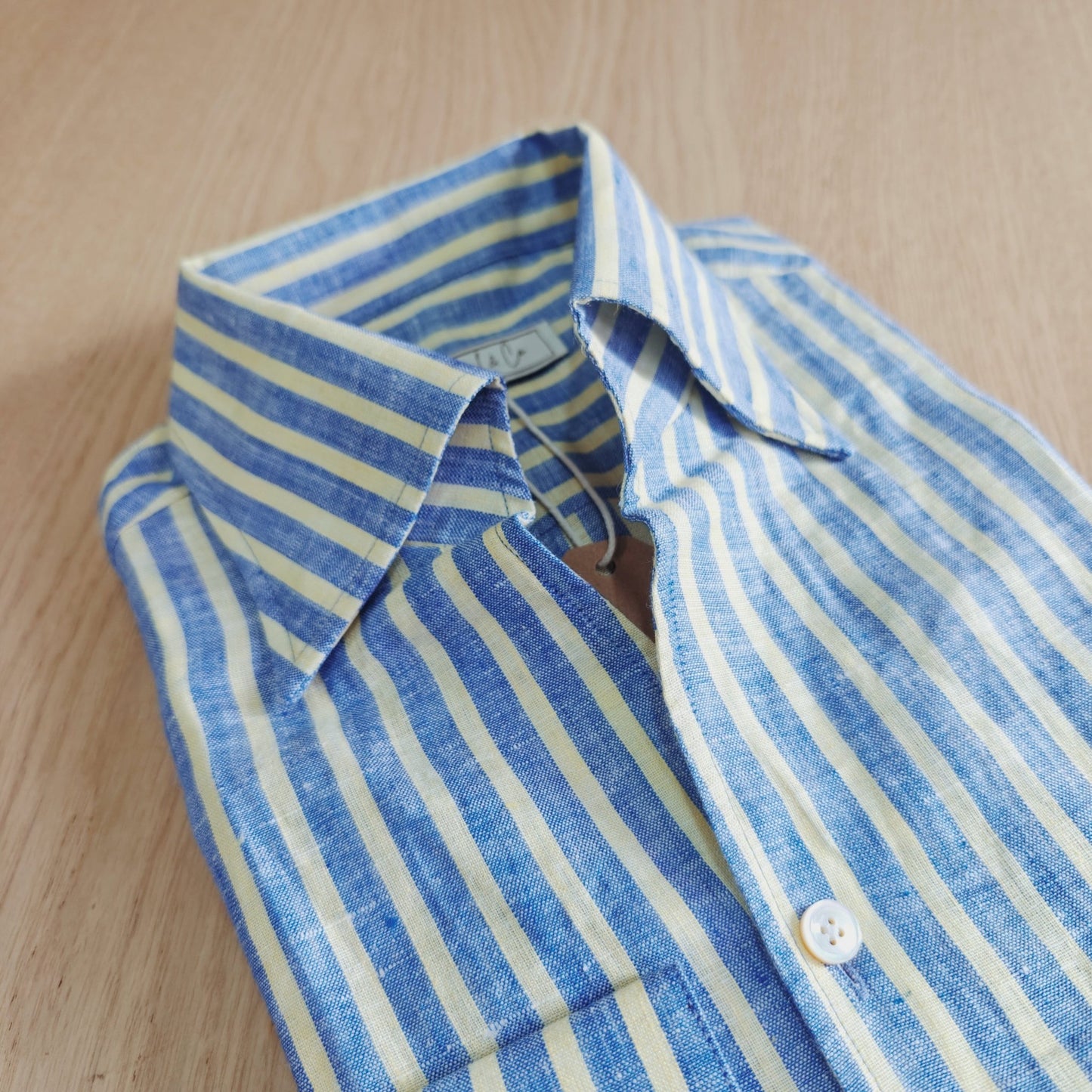 Blue/Yellow Stripes Linen Shirt - SS110 - Yeossal & Co