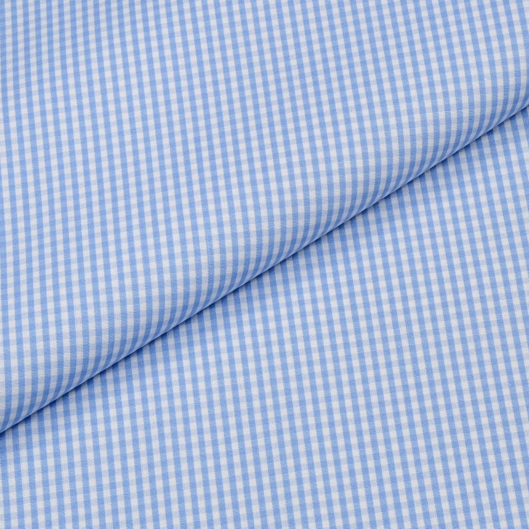 Boeing Popeline Blue Gingham Custom Cotton Shirt MSC2696 - Yeossal & Co