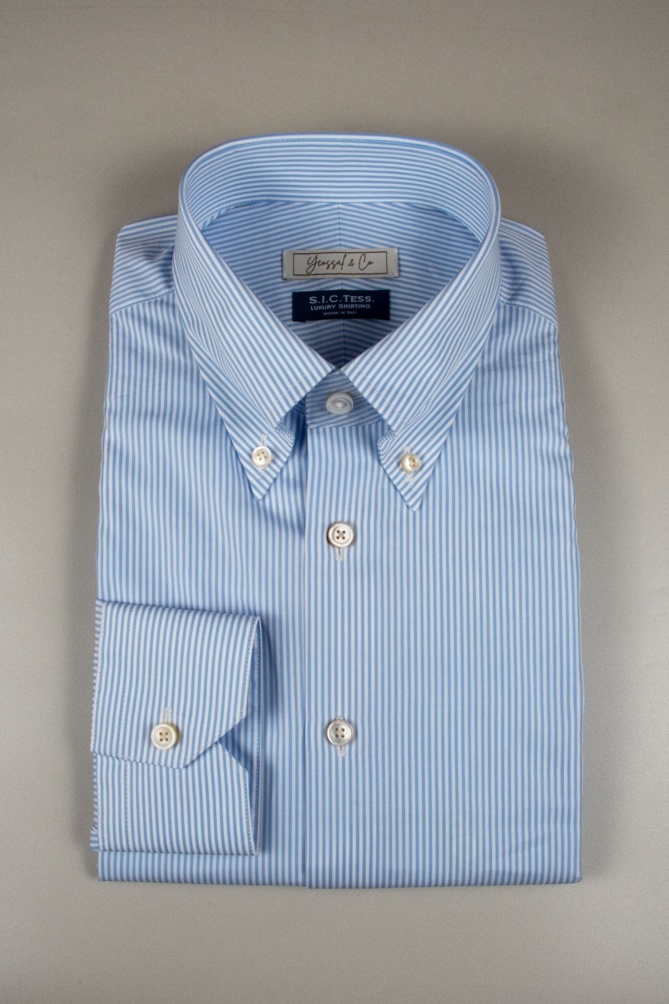 Boeing Popeline Blue Stripes Custom Cotton Shirt MFC0511 - Yeossal & Co