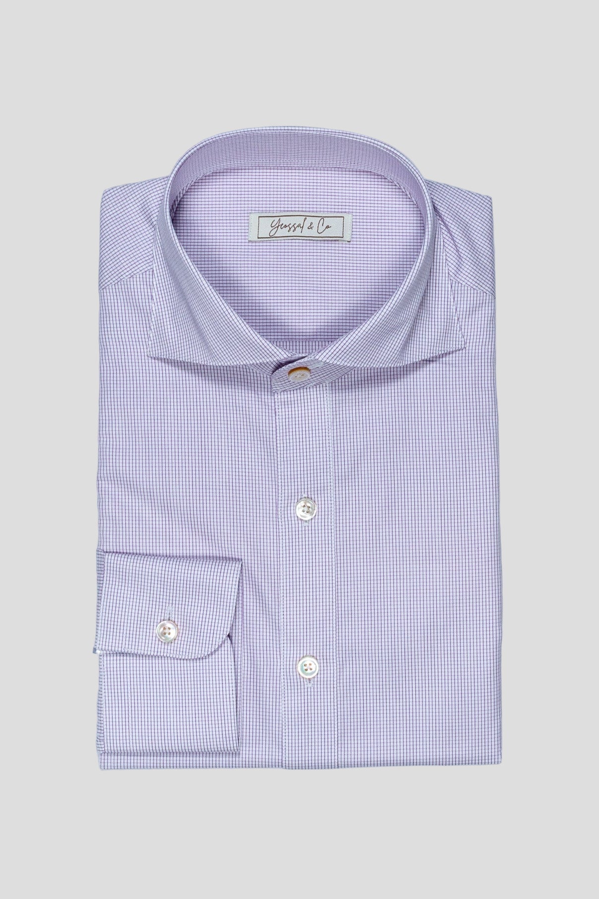 Boeing Popeline Purple Small Checks Custom Cotton Shirt MFC0502 - Yeossal & Co