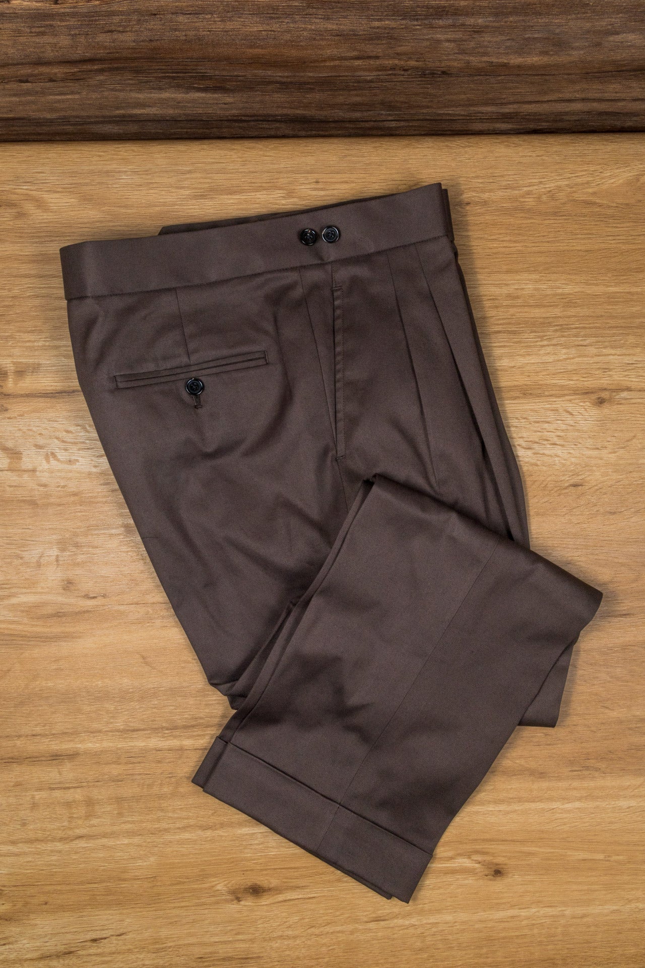 Bronte Dark Brown Light Stretch Cotton Trousers MTC0359 - Yeossal & Co