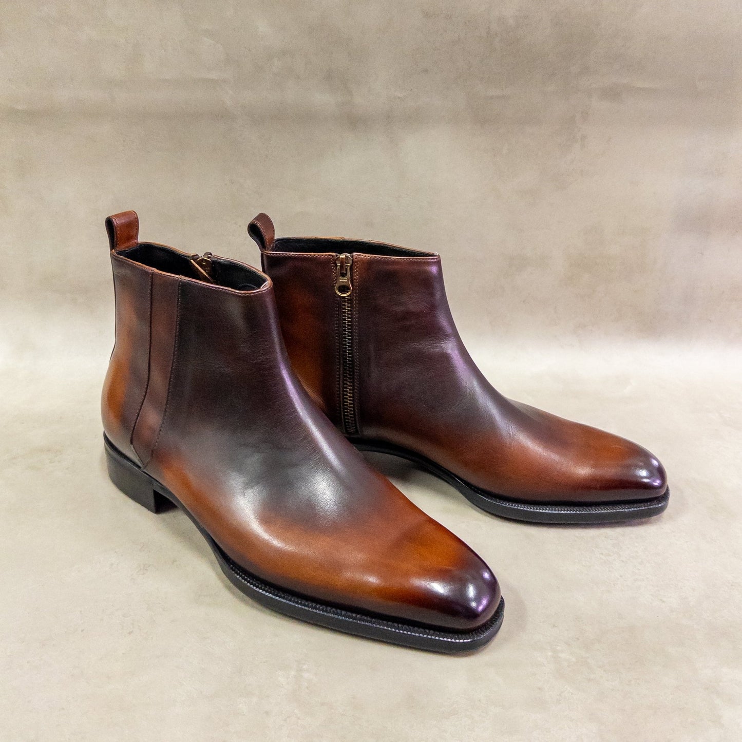 Brown Patina Chelsea Boots (Display Pair SY060) - Yeossal & Co