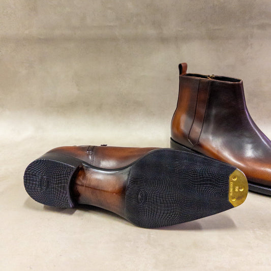 Brown Patina Chelsea Boots (Display Pair SY060) - Yeossal & Co
