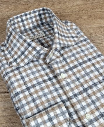 Brown Plaid Flannel Custom Shirt - SS118 - Yeossal