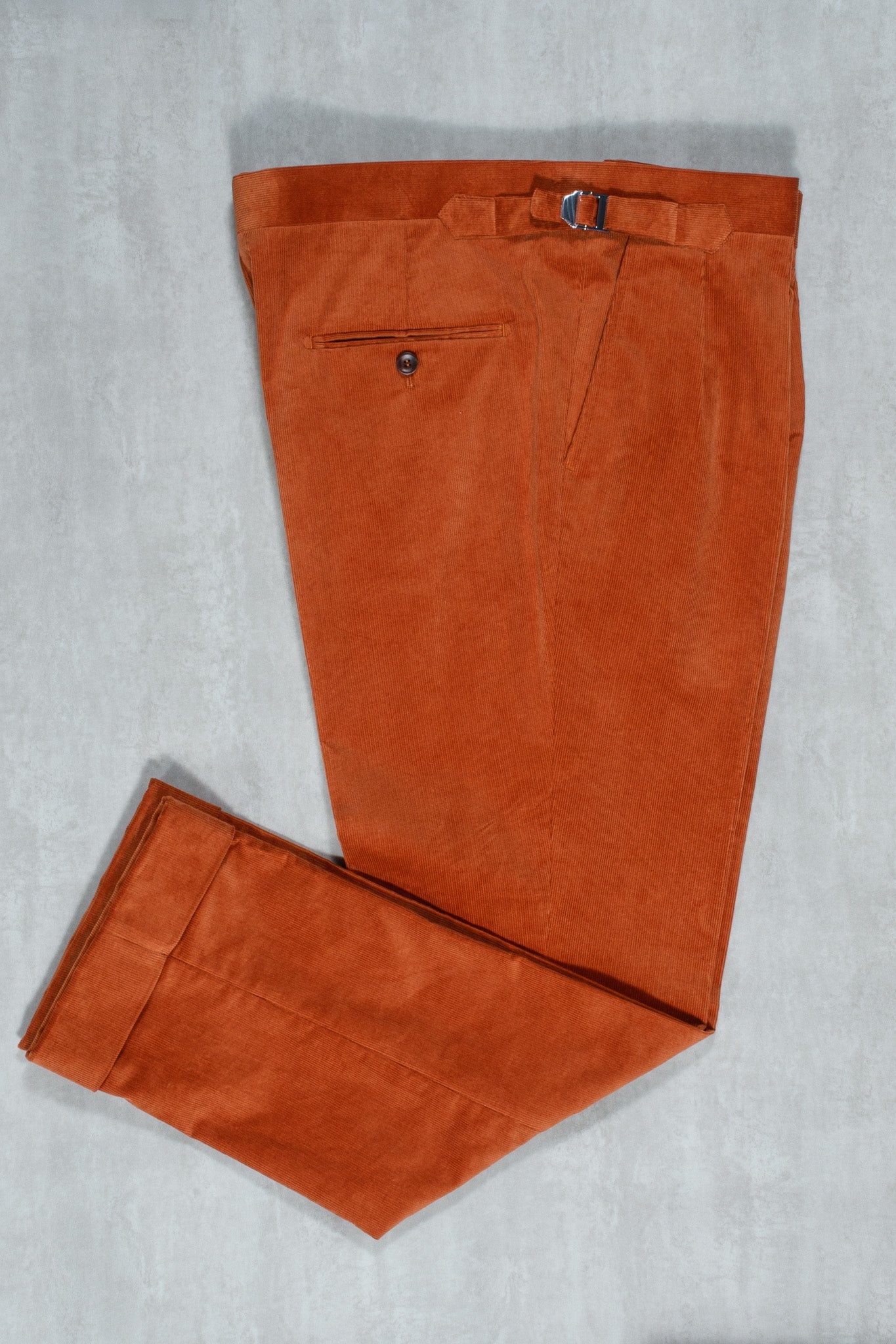 Cedar Rust 16 - Wale Stretch Needlecord Cotton Trousers MUC4378 - Yeossal & Co