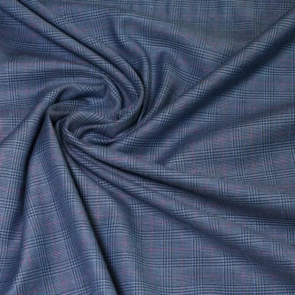 Flanello Junior Dark Blue Twill Check Custom Shirt 8608.8873.642 - Yeossal