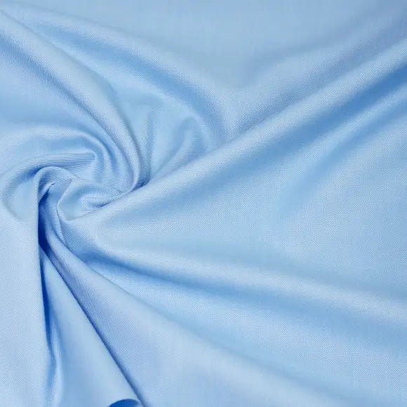 Flanello Medium Blue Twill Solid Plain Custom Shirt 8680.8359.405 - Yeossal