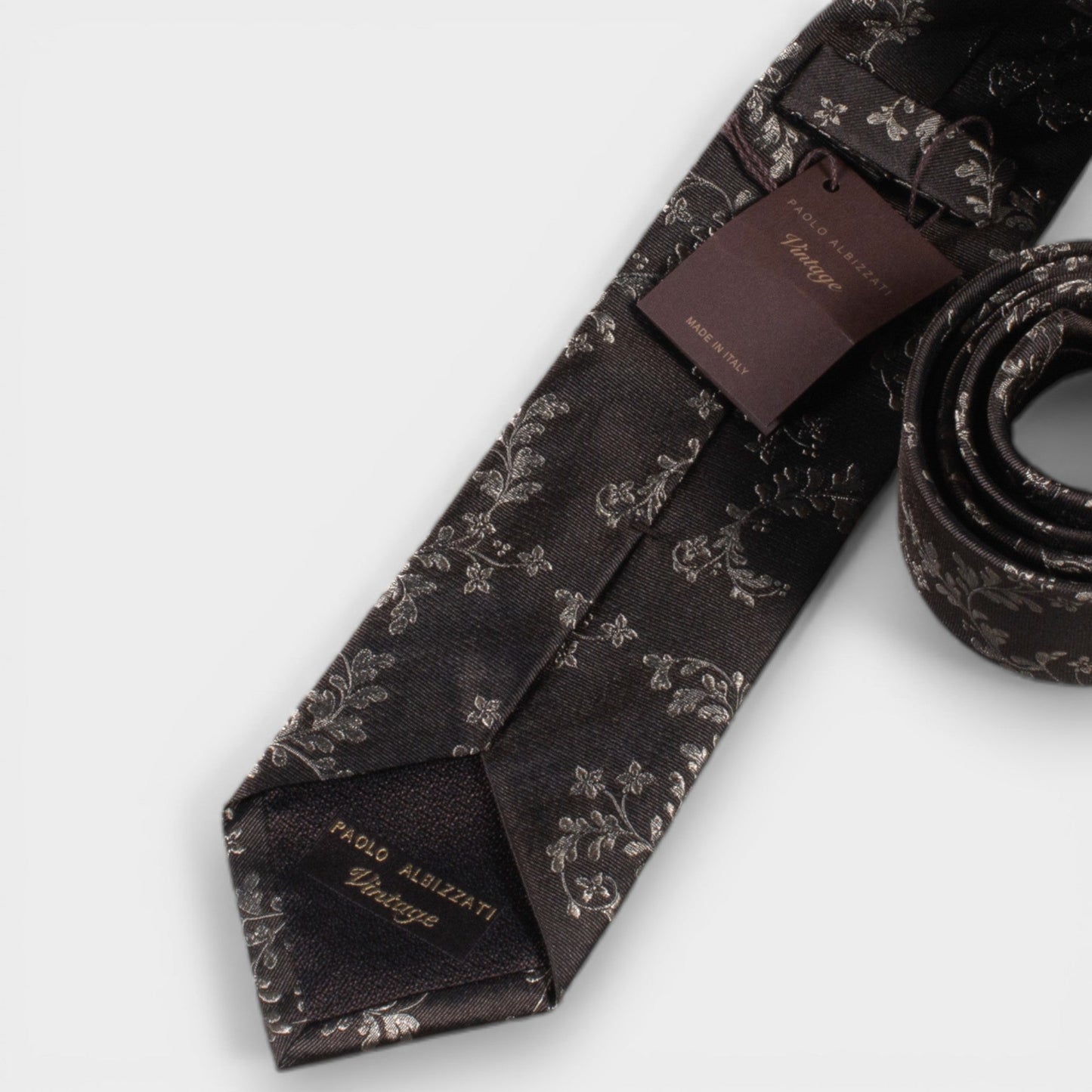 Floral Jacquard Silk Tie - Dark Brown - Yeossal & Co