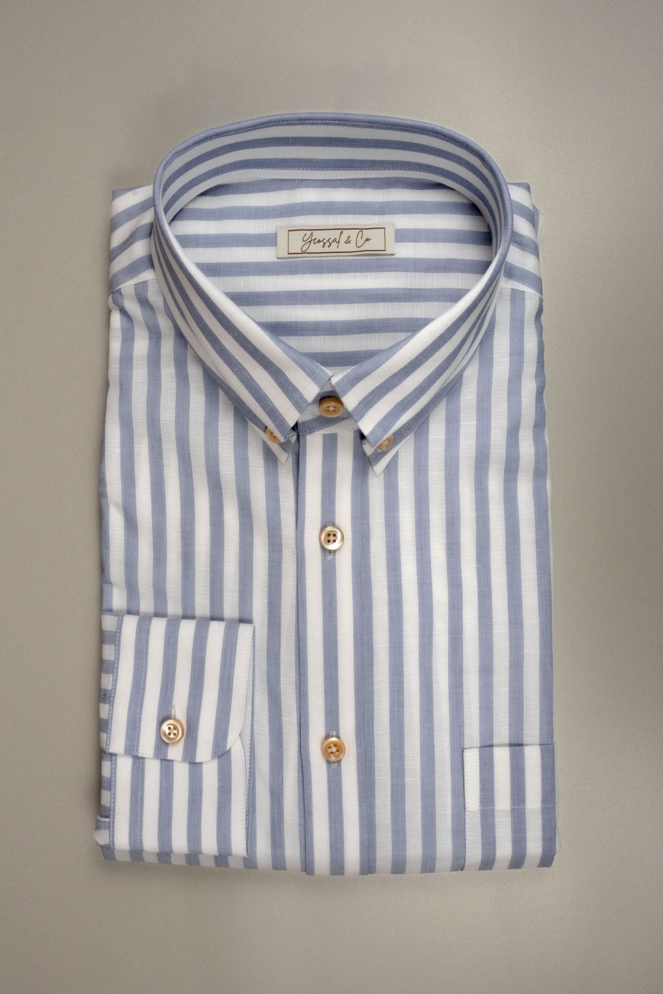 Havana Blue Stripe Cotton - Linen Shirt - Yeossal & Co