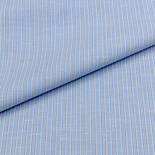 Havana Blue Stripes Cotton - Linen Shirt - Yeossal & Co