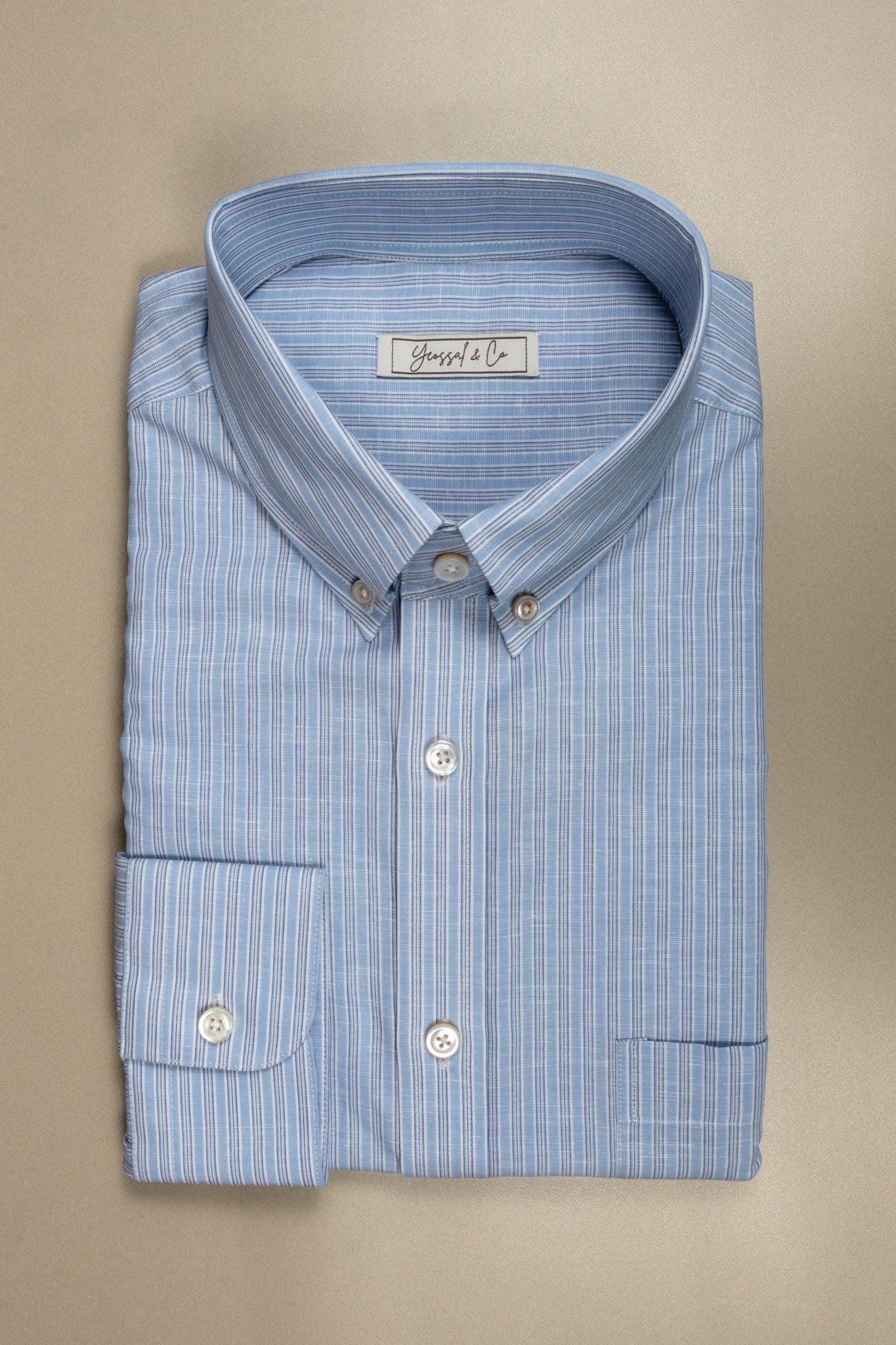 Havana Blue Stripes Cotton - Linen Shirt - Yeossal & Co