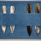 Horn Collar Stiffeners with Navy Leather Pouch Blue suede Interior