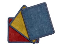 Horn Collar Stiffeners with Navy Leather Pouch Blue suede Interior