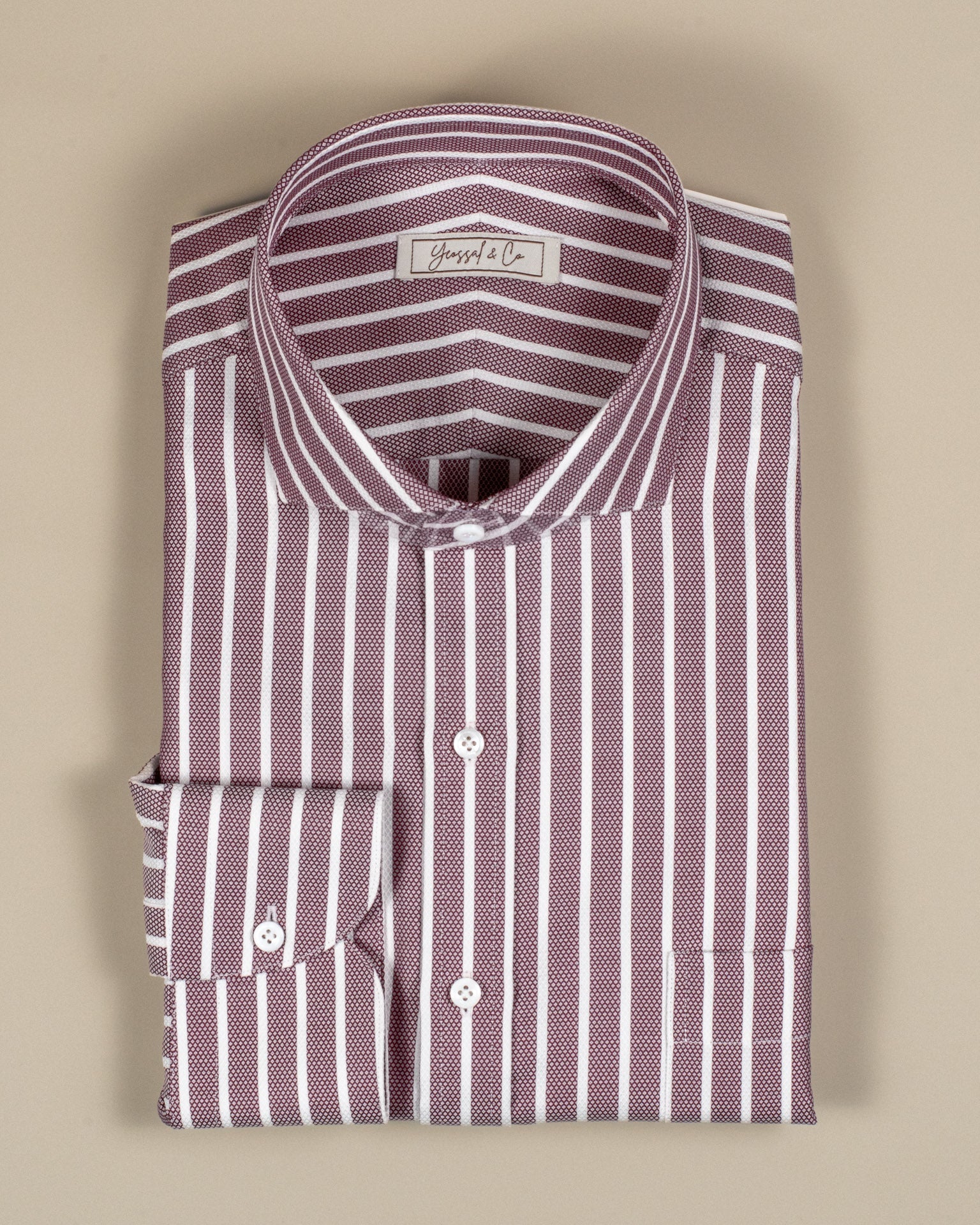 Jacquard Red Stripe MGC1485 Cotton Shirt - Yeossal & Co