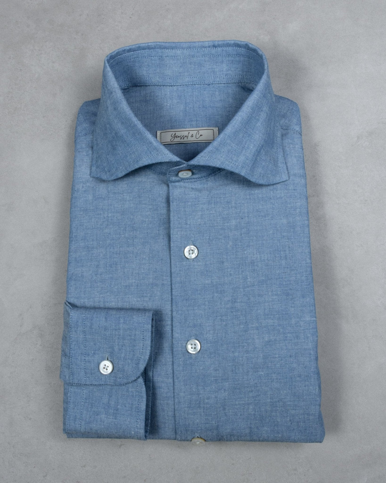 Japanese Light Indigo Chambray Shirt MFC0593 - Yeossal & Co