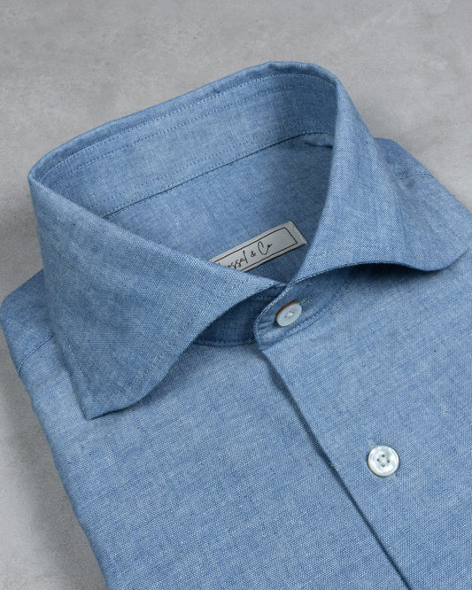 Japanese Light Indigo Chambray Shirt MFC0593 - Yeossal & Co