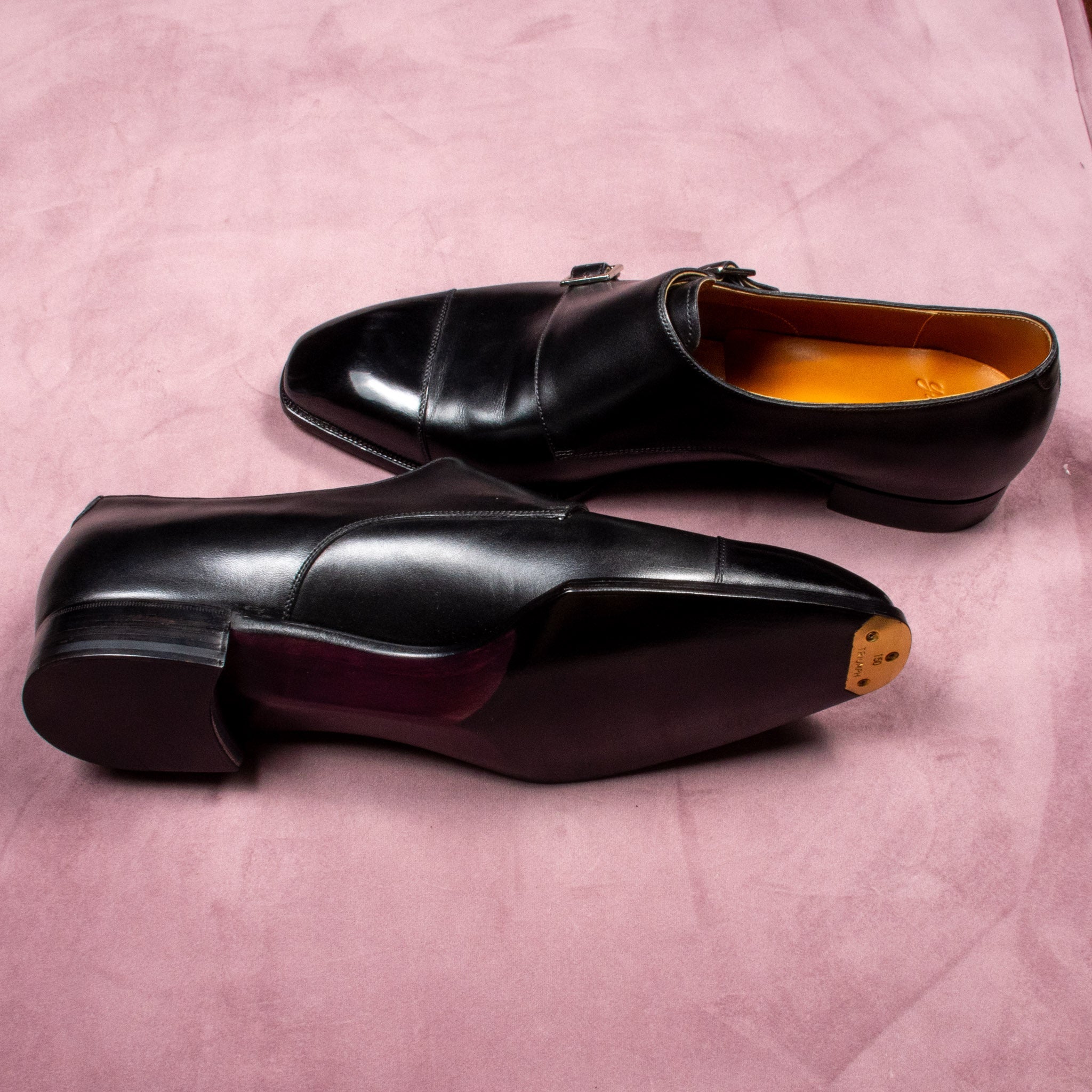 Jervois Black Box Calf Double Monk Leather Shoes - UK 11E – Yeossal