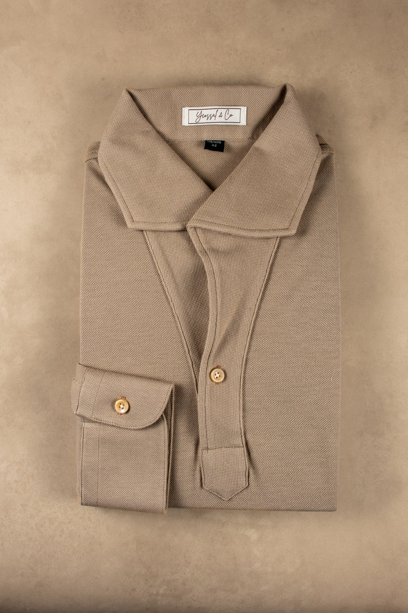Kai Stretch - Cotton Pique Long Sleeve Polo Shirt - Yeossal & Co