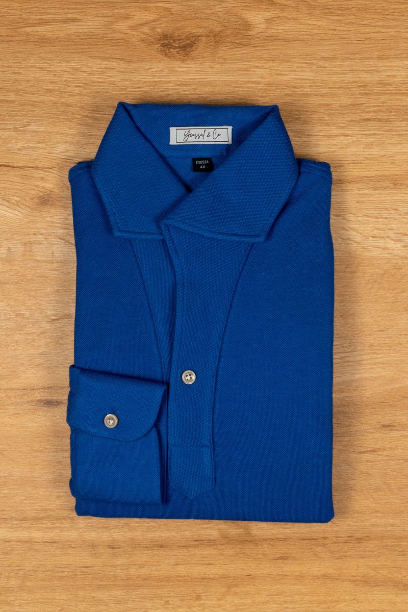Kai Stretch - Cotton Pique Long Sleeve Polo Shirt - Yeossal & Co