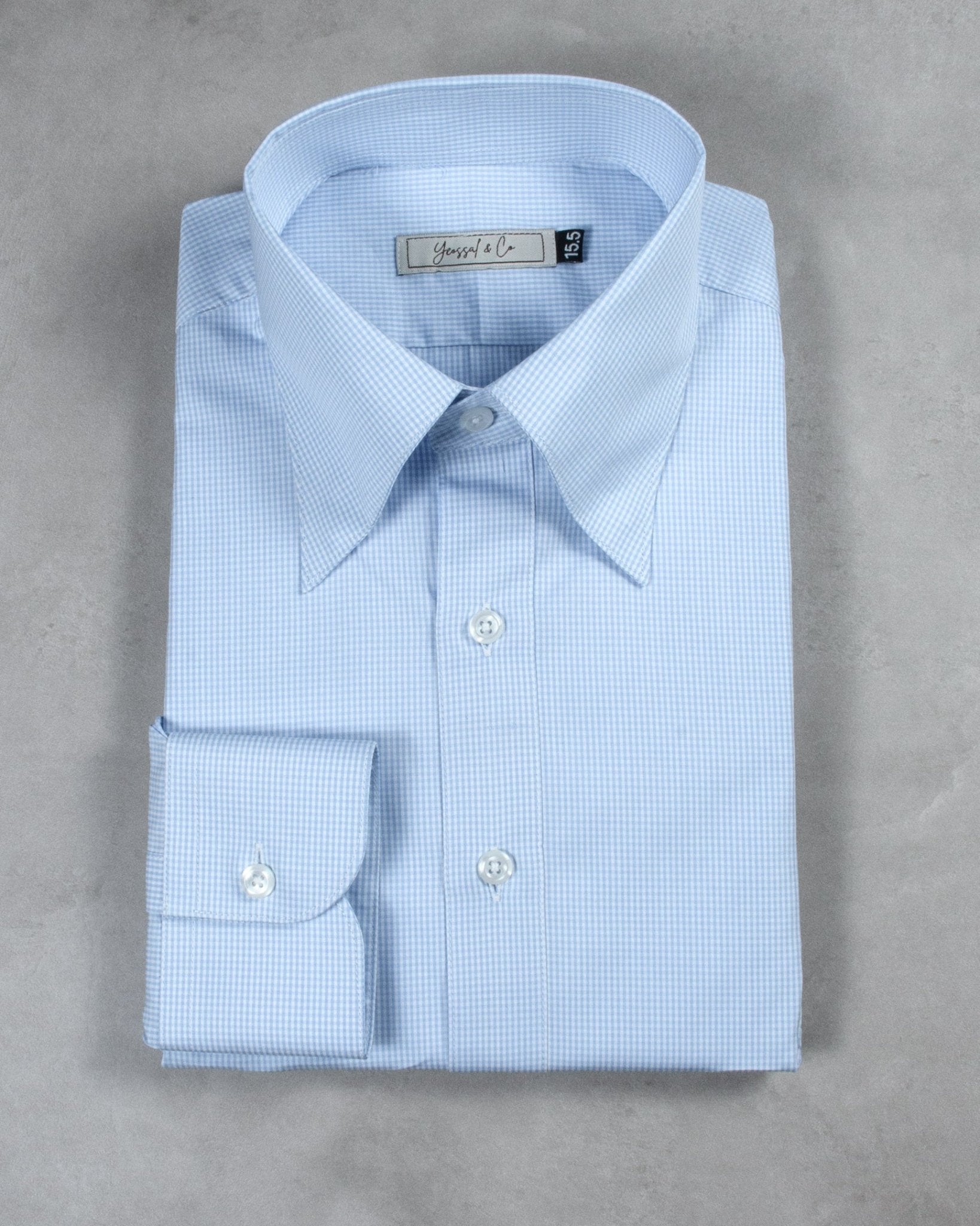 Light Blue Gingham Button Down Cotton Shirt - Yeossal & Co
